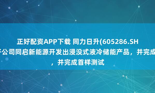 正好配资APP下载 同力日升(605286.SH)：控股子公司同启新能源开发出浸没式液冷储能产品，并完成首样测试